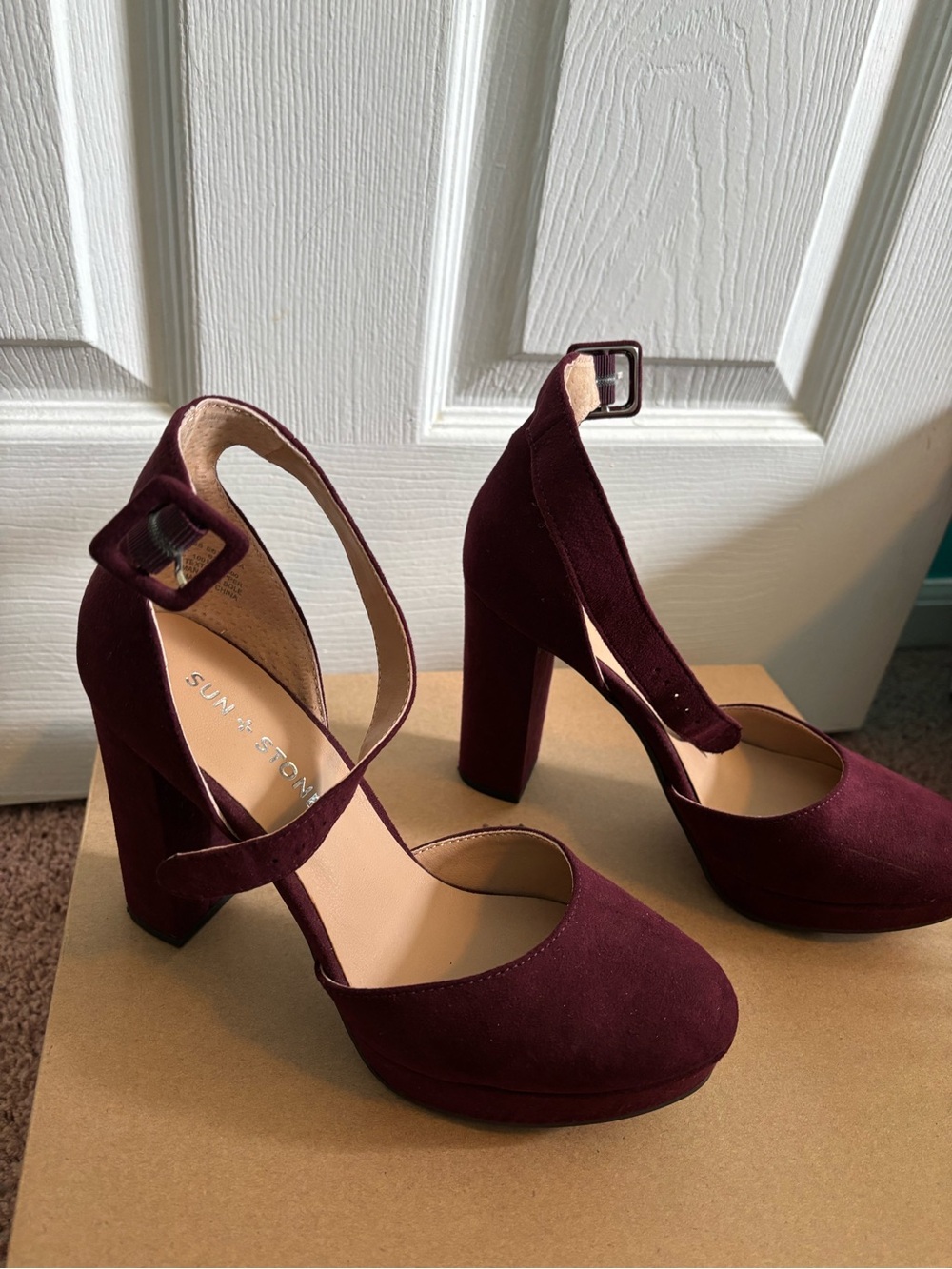 Sun & Stone Suede Ankle Strap Pumps - Picture 3 of 9